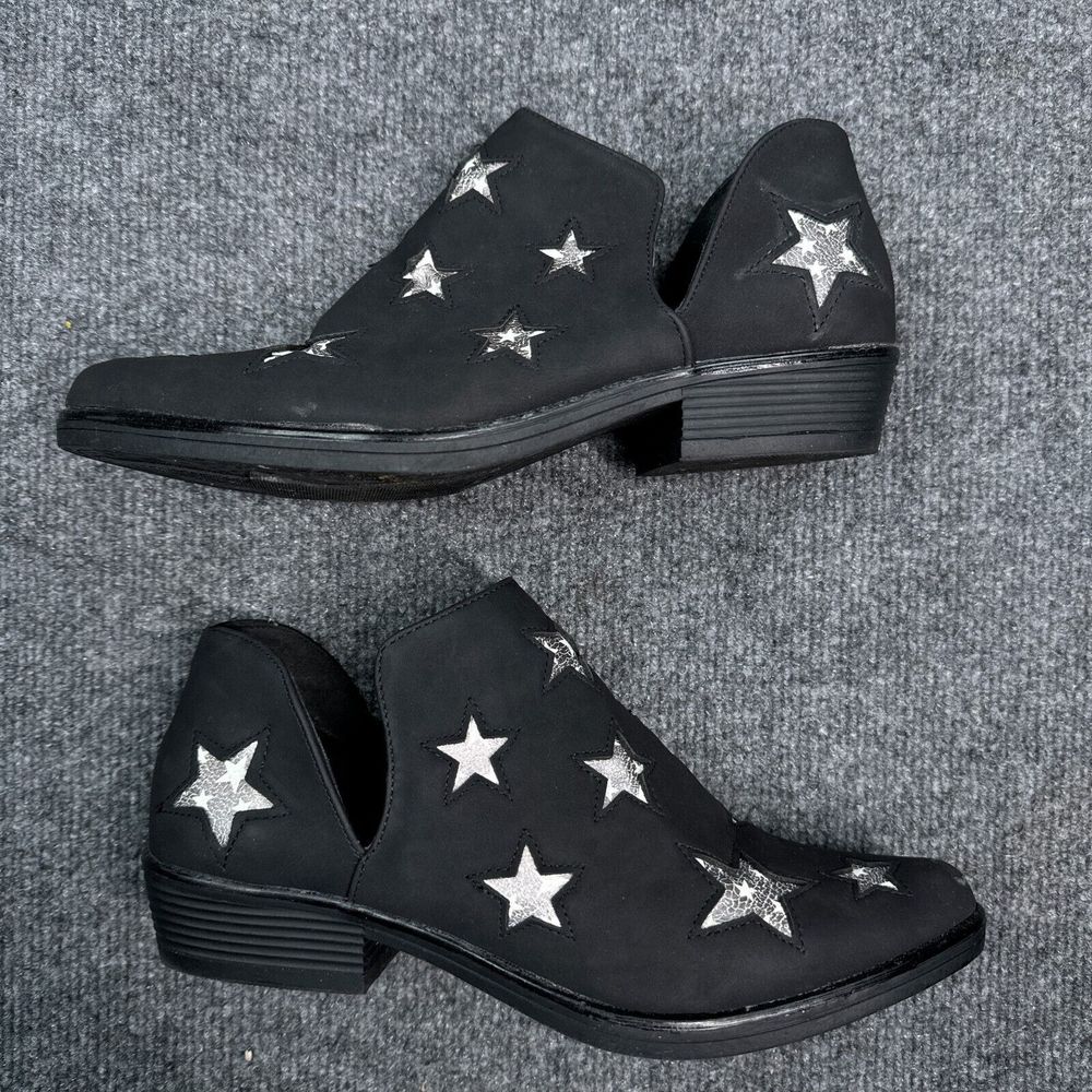 Seven7 Black Ankle Booties with Silver Star Accents